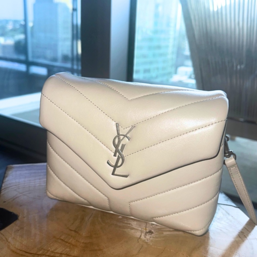 SAINT LAURENT Calfskin Y Quilted Monogram Toy Loulou Crossbody